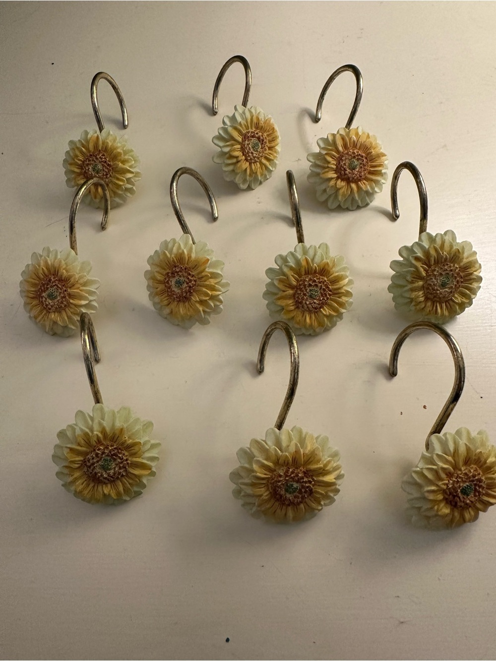 Floral Sunflower Shower Curtain Hooks - Yellow
